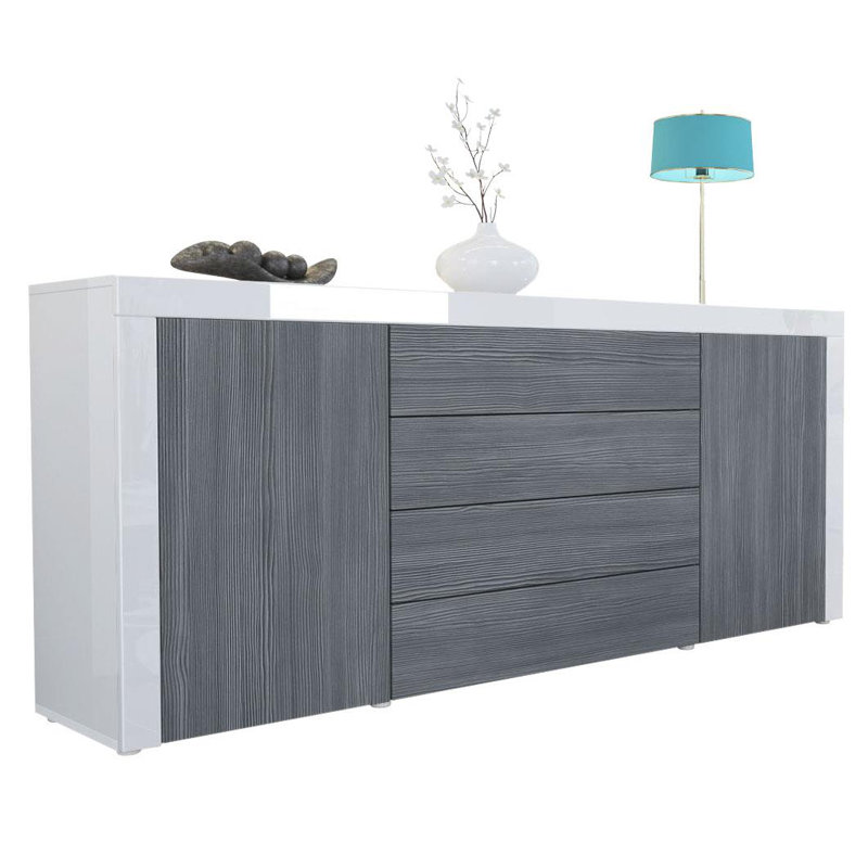Sideboard Mccutcheon, White (Glossy)/Avola Anthracite/White (Glossy)