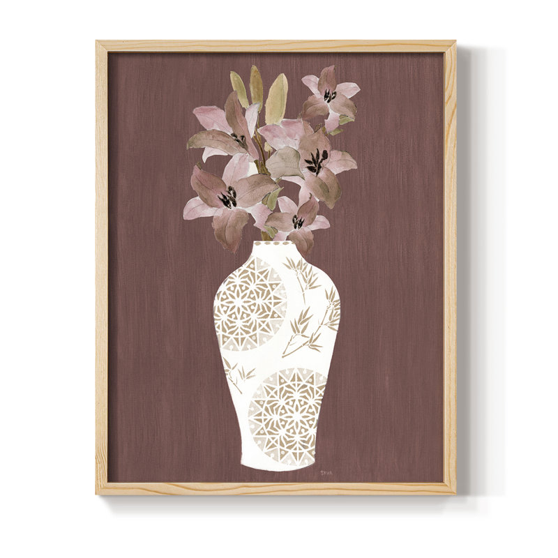 Romantic Florals II Framed Print - Solid Wood, 15" H x 12" W, Natural