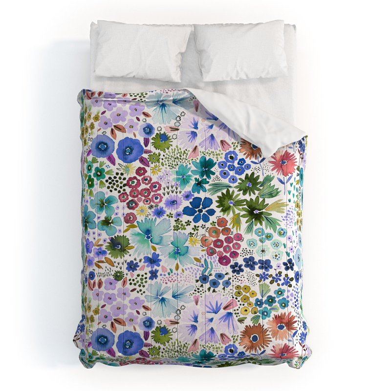 Édredon en coton standard mauve / vert / bleu Ninola, Édredon grand