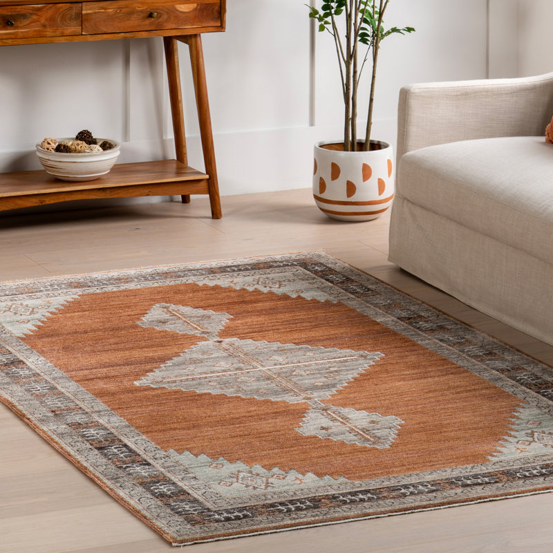 Tapis médaillon pour salle à manger Olena, Rectangle 8 pi x 10 pi