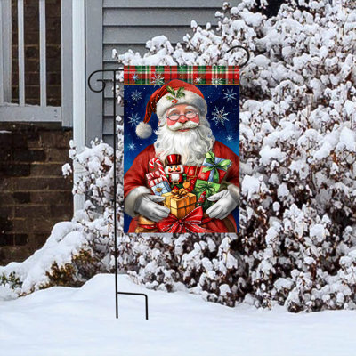 Christmas Holly Jolly Santa Garden Flag 12x18