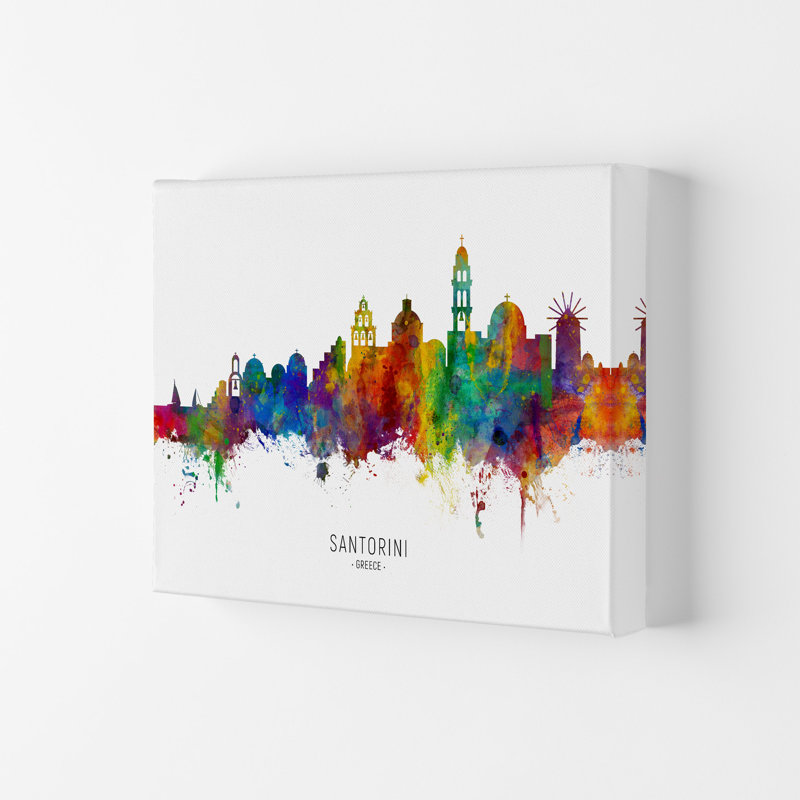 Santorini Greece Skyline by Michael Tompsett - Print, Wrapped Canvas, 21cm H x 29.7cm W x 4cm D