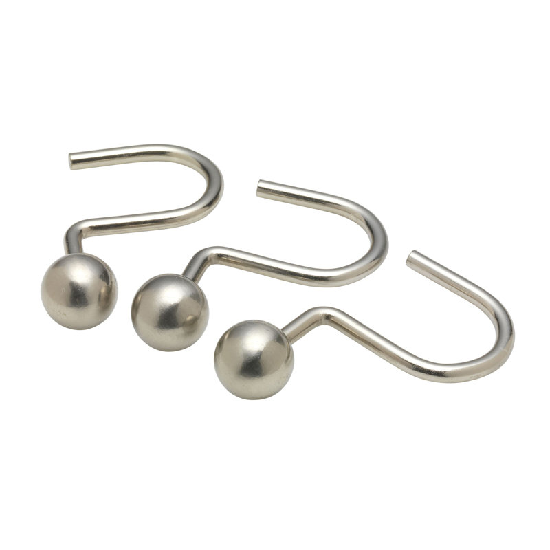 Jamarl Steel Rust Resistant Shower Curtain Hook, Brushed Nickel