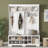Modern White Hall Tree with Shoe Storage Bench and 6 Metal Hooks-353351255