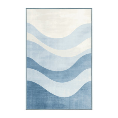 Machine Washable Pavla Modern Rug in Blue – SkyBlue Binding