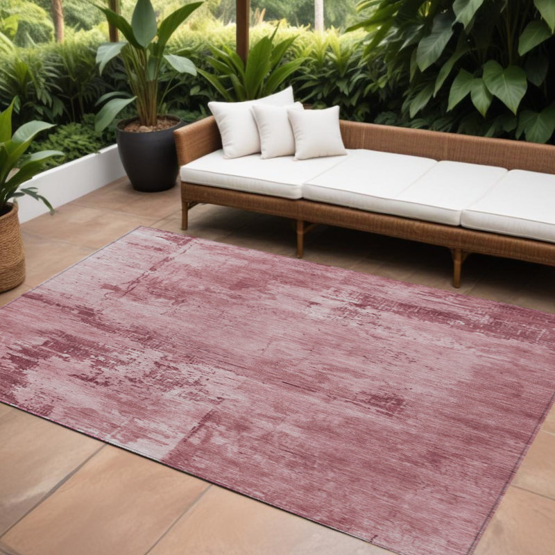 Tapis extérieur lavable abstrait 8 pi x 10 pi rosé