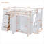 Lit mezzanine double en bois massif blanc Crisp avec rangement intégré pour chambre à coucher