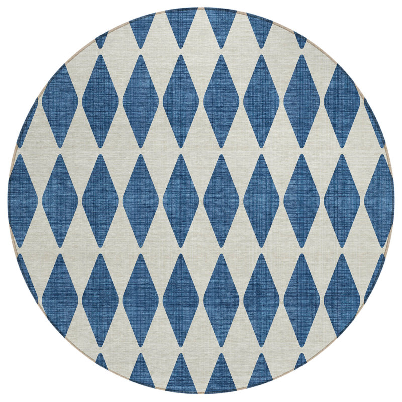 Loreen Washable Geometric Indoor / Outdoor Rug, Round 8'