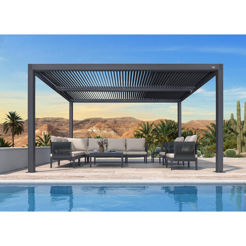 Louvered Pergola 10' x 14' Outdoor Aluminum Pergola with Adjustable Roof