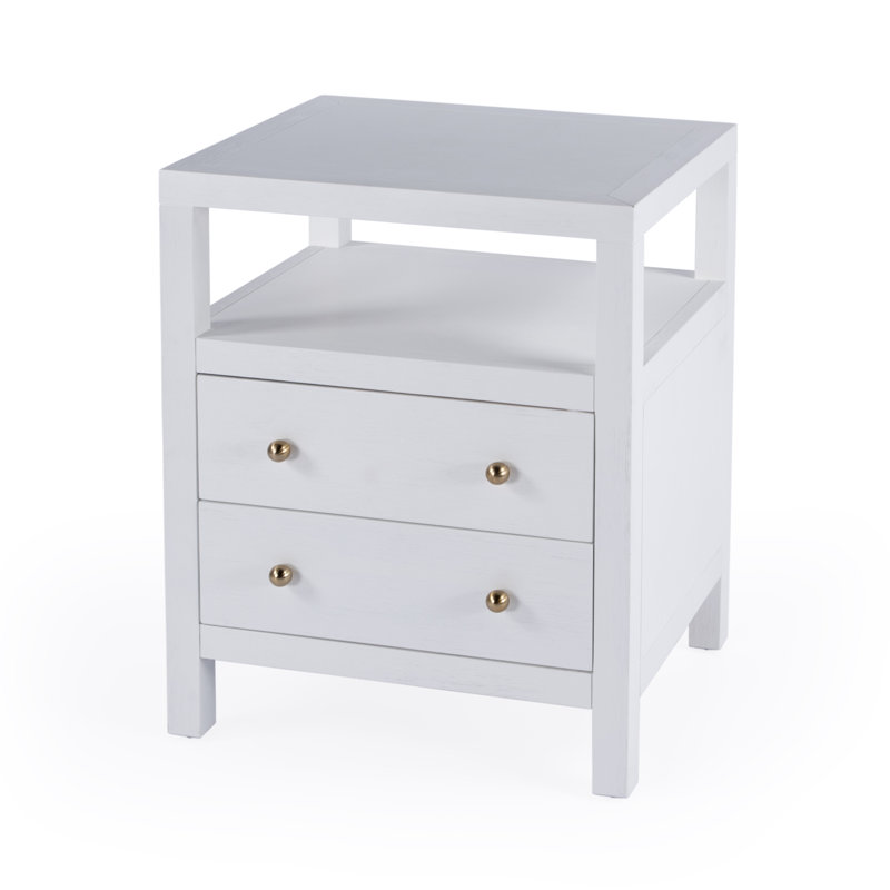 Nora 2-Drawer Nightstand, Textured White