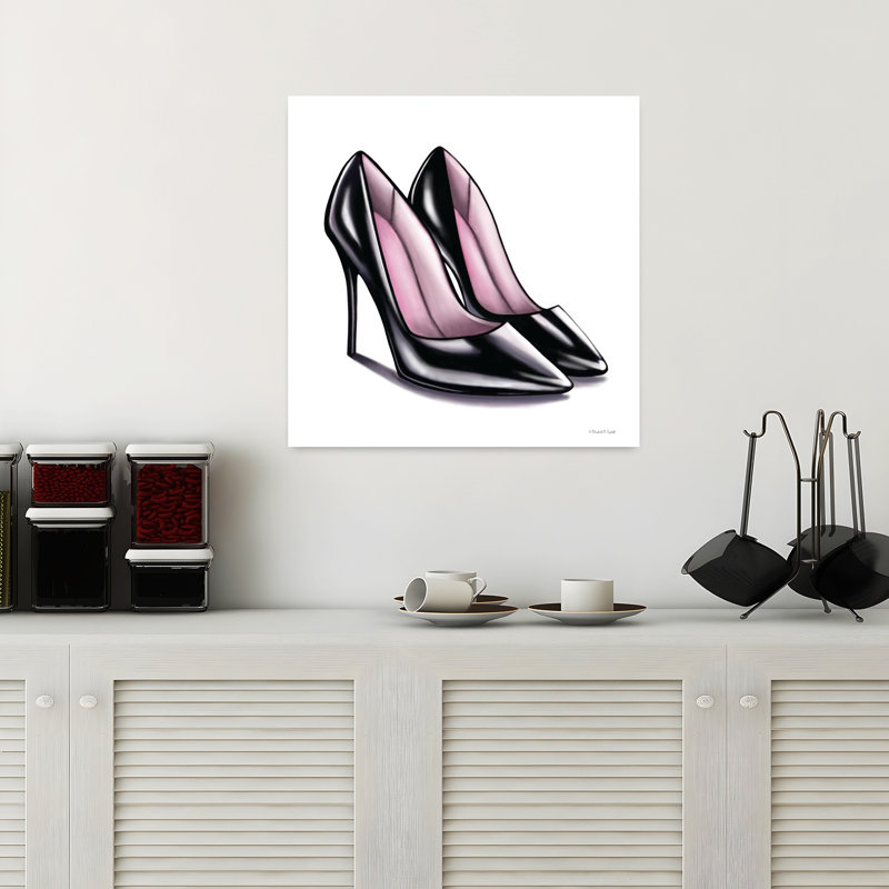 Art contemporain noir à talons hauts, H 18 po x l 18 po