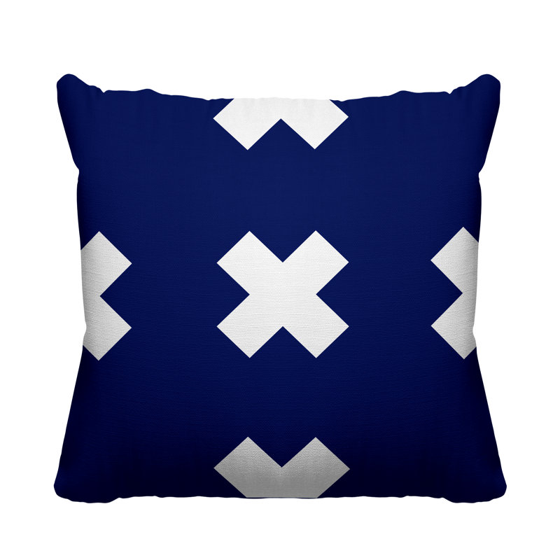 Coussin intérieur / extérieur Luella, 15 po x 15 po, Bleu marine, Carré