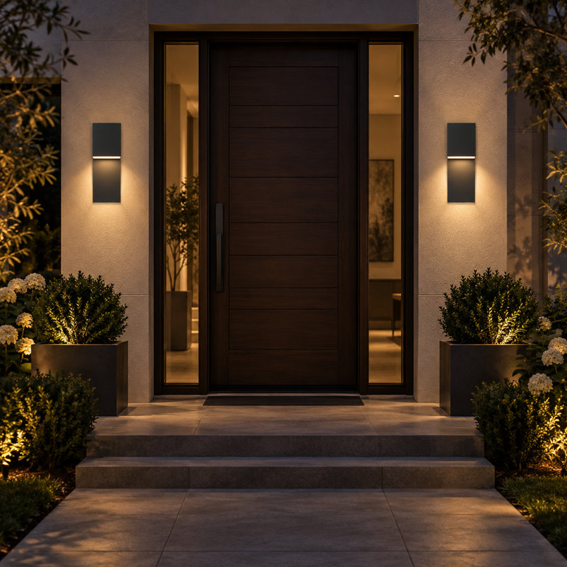 Veyra LED Modern Black Geometric Exterior Light with Layered Square Shades Outdoor Wall Sconce