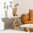Marble pattern MDF top side end table square shape gold stainless steel base