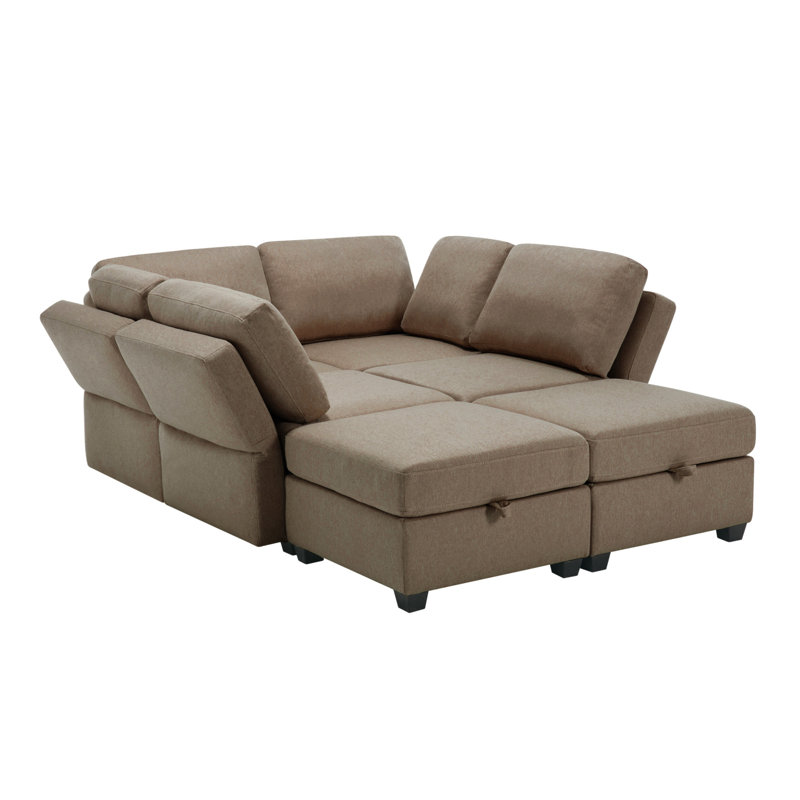 Versatile Oversized Sectional Sofa With Storage And Adjustable Features, Brown