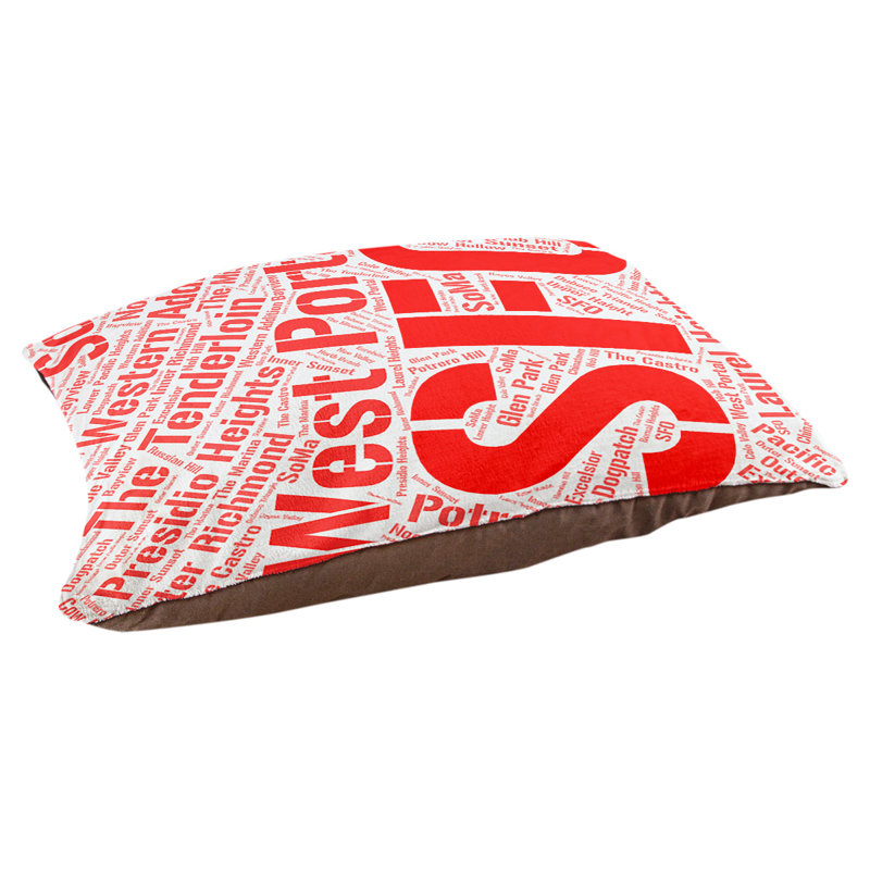 Coussin de chien « districts », Rouge, Grand (l 40 po x P 30 po x H 14 po), Fresno