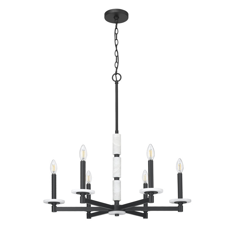 Lustre moderne Kaden, Six lumières, Noir mat, H 29 po x l 28 po x P 28 po