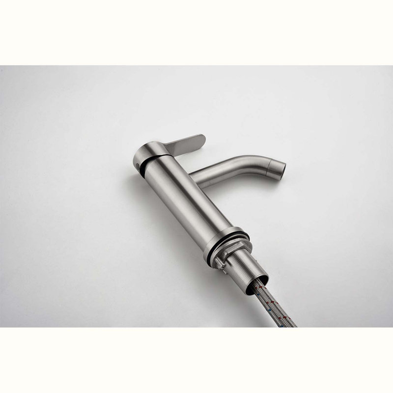 Robinet de salle de bain monocorps et monocommande, Nickel brossé
