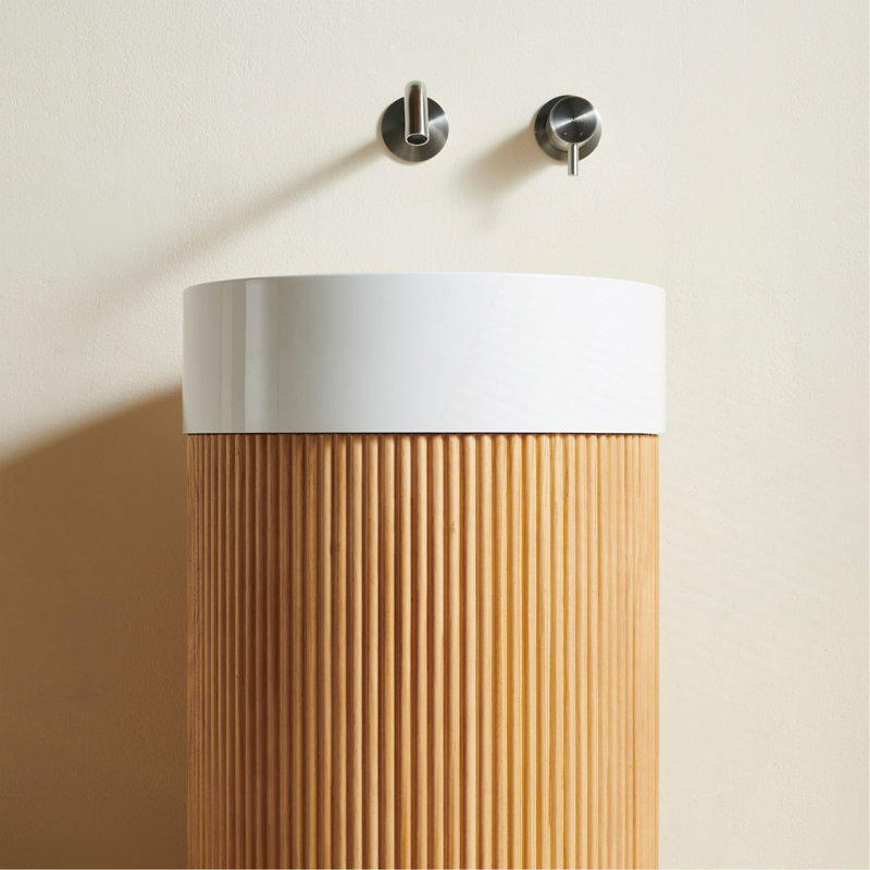 Lavabo pour salle de bain à surface pleine 16 po sans trou JINBO, White