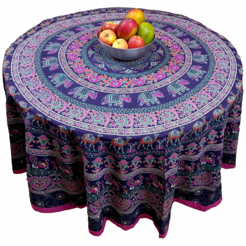 Murad Cotton Elephant Tablecloth, Purple