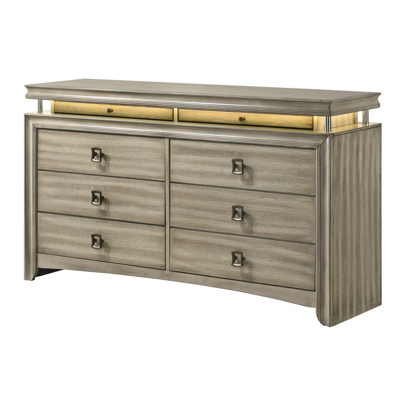 Commode 8 tiroirs beige rustique