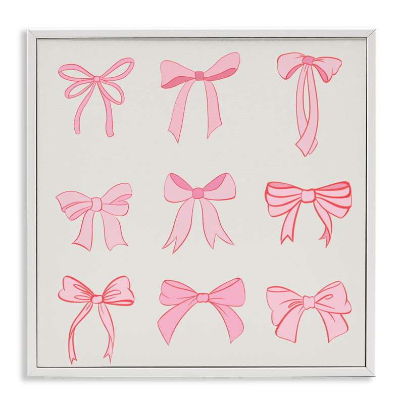 Coquette Ribbons, giclée encadrée, design par Emily Navas, H 24 po x l 24 po, Estampe numérique encadrée blanc bord de mer