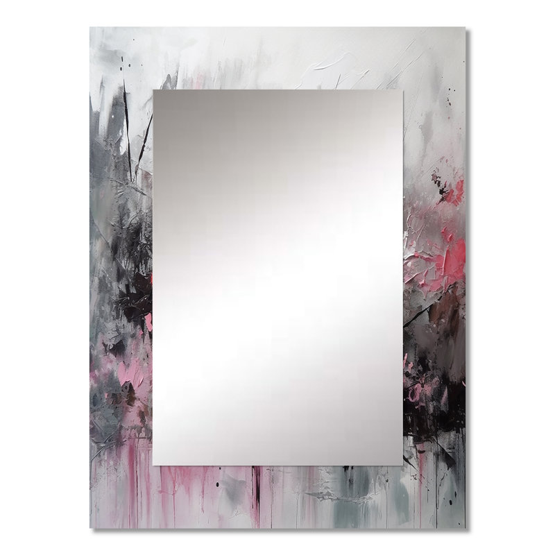 Evolving Shapes In Pink Marble III - Geometric Decorative Mirror, Modern Wall Mirror, Printed Metal Art, 32" x 24"