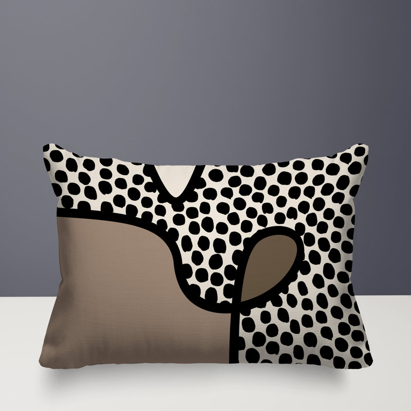 Coussin lombaire réversible intérieur / extérieur Jai Abstract, H 14 po x l 20 po, Beige