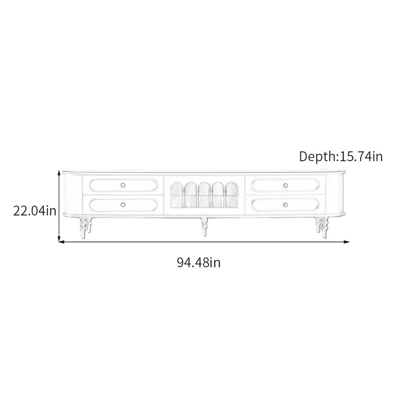 Meuble télé Minimalist, H 22,04 po x L 94,48 po x l 15,74 po