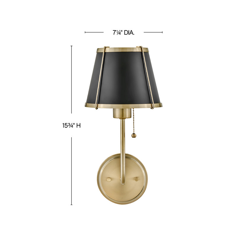 Clarke One Light Medium Wall Sconce with On/Off Pull Chain, Warm Brass