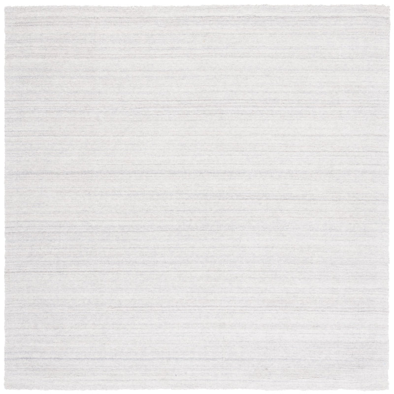 Messier Striped Hand-Woven Flatweave Beige Area Rug, Square 6'