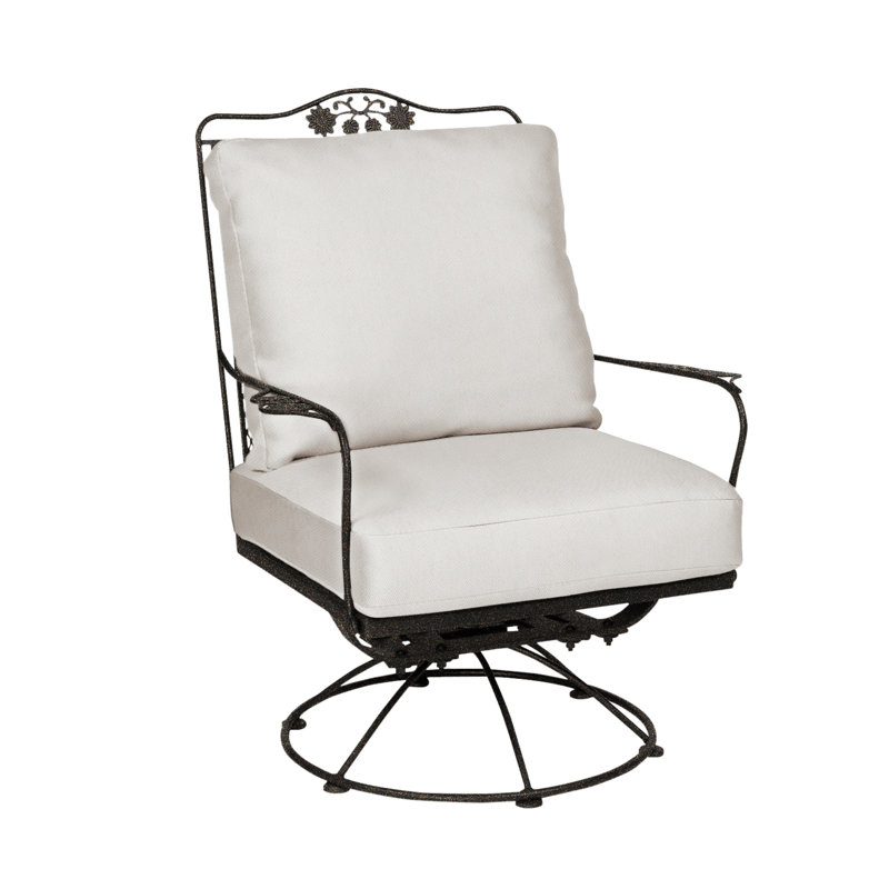 Briarwood Swivel Outdoor Lounge Chair, Chestnut Brown, Canvas Navy Sunbrella® Canvas