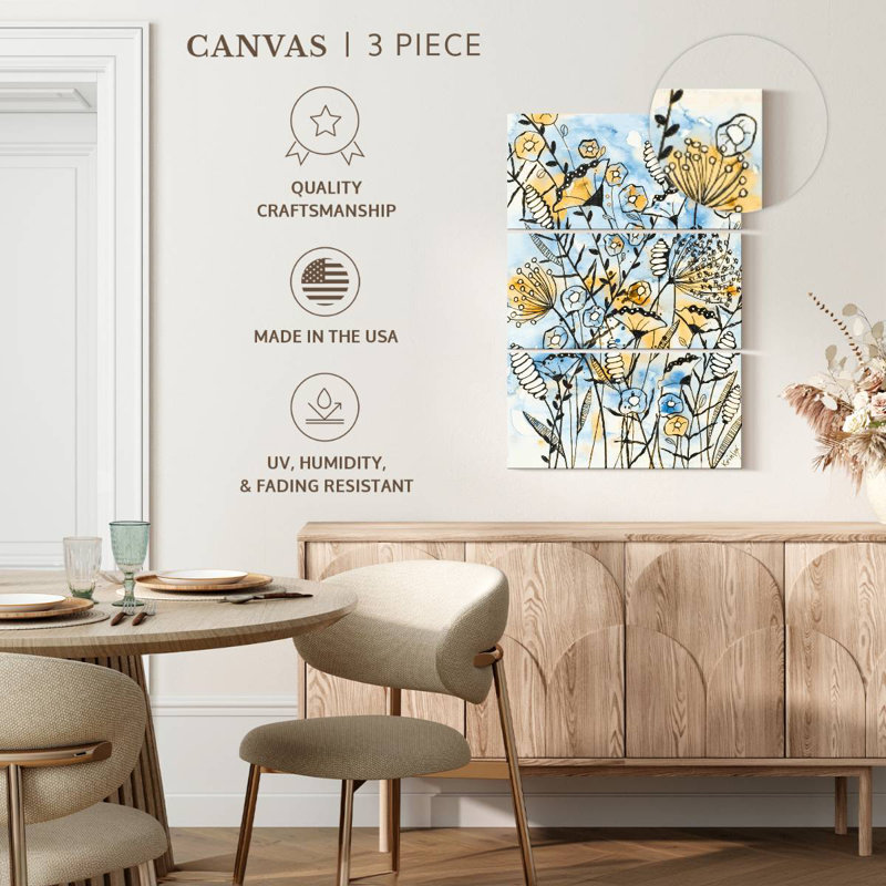 Harnek jaune et bleu I, H 32 po x l 20 po