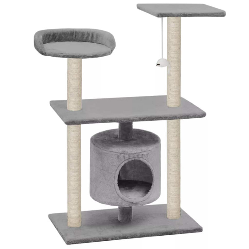 vidaXL Cat Tree Engineered wood Medium Cat Tree Rectangular, Grey