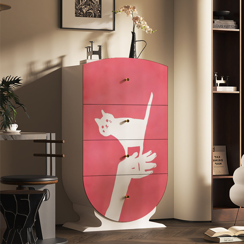 Multi-function cloakroom drawer accent chest, White/Pink