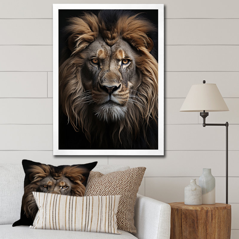 «Mohni Animal Angry Lion», reproduction sur toile, H 40 po x l 30 po x P 1,5 po, Toile à cadre flottant blanc