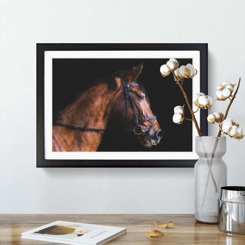 Horse Portrait - Picture Frame Painting Print, 45cm H x 63cm W x 2cm D, Black Framed