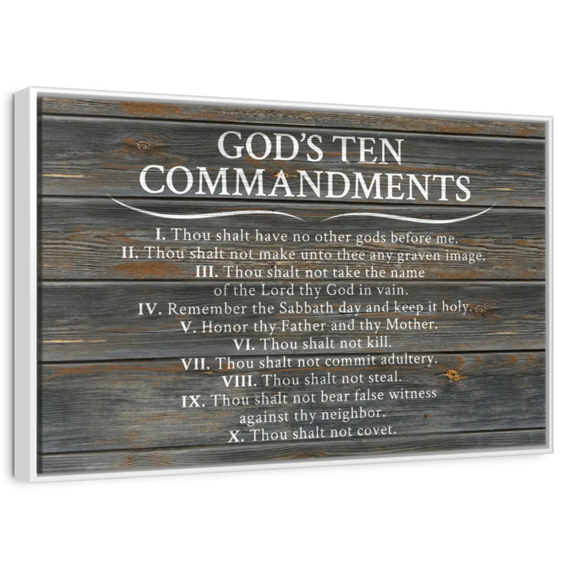 Ten Commandments, 25" X 17", Floating Frame White