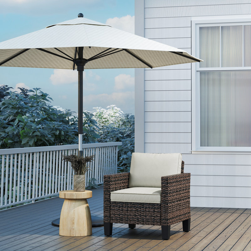 Wicker Single Seater Rattan Garden Armchair with Armrests, Cream