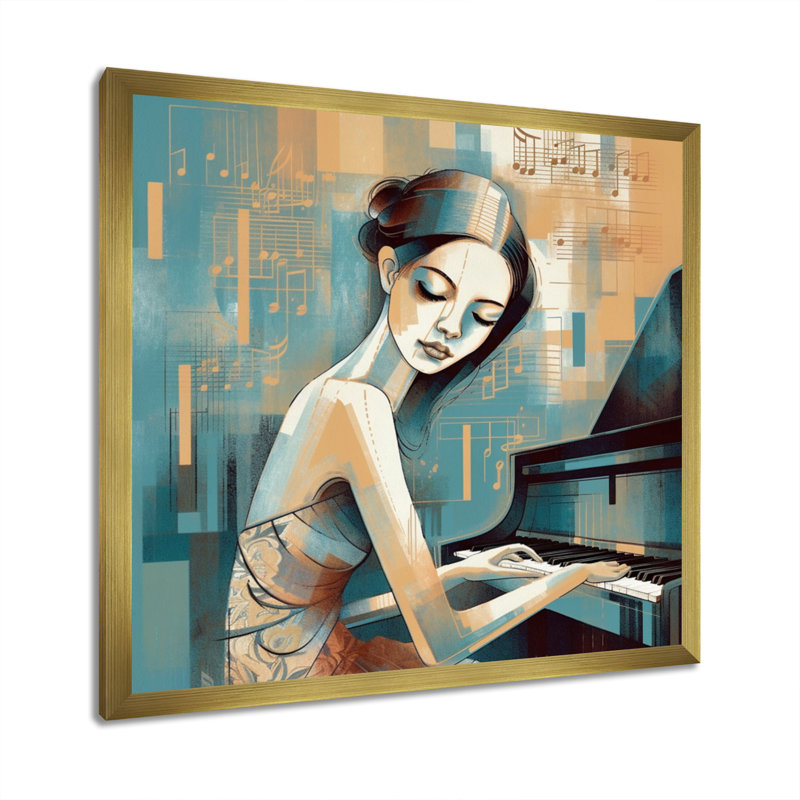 Classician Pianist I - impression, H 24 po x l 24 po x P 1 po, Toile encadrée dorée avec coins fermés