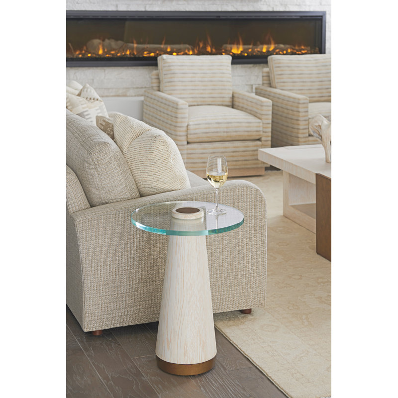 Castlewood Cream Round Wood & Glass Accent Table