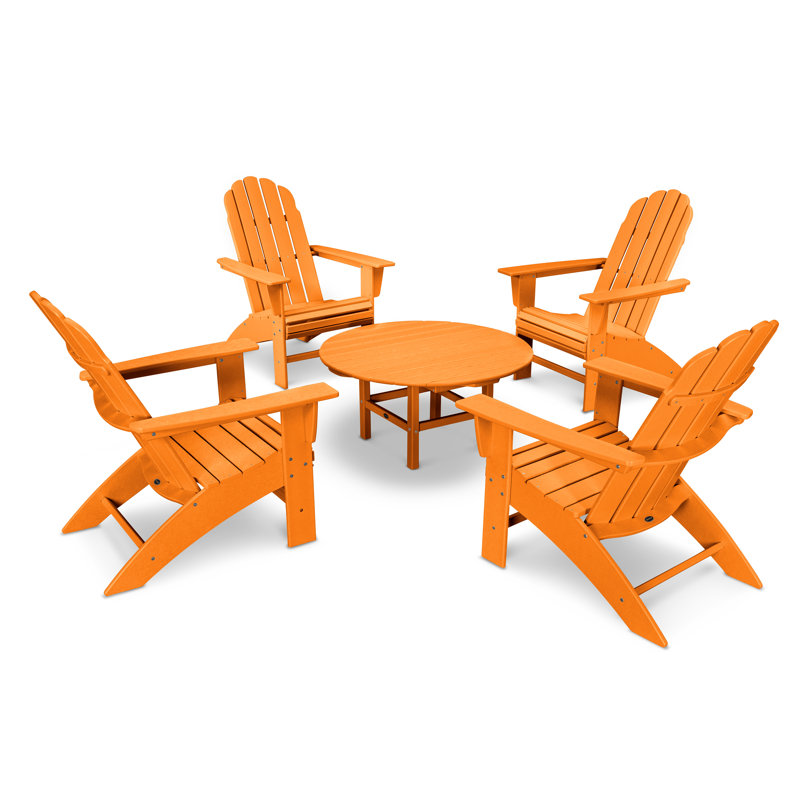 POLYWOOD Vineyard 5-Piece Oversized Adirondack Set, Tangerine