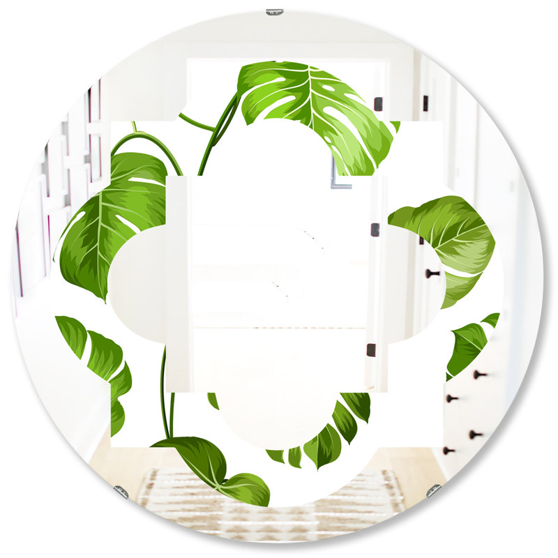 Miroir mural Quatrefoil Palm Leaves II, H 31,5 po x l po
