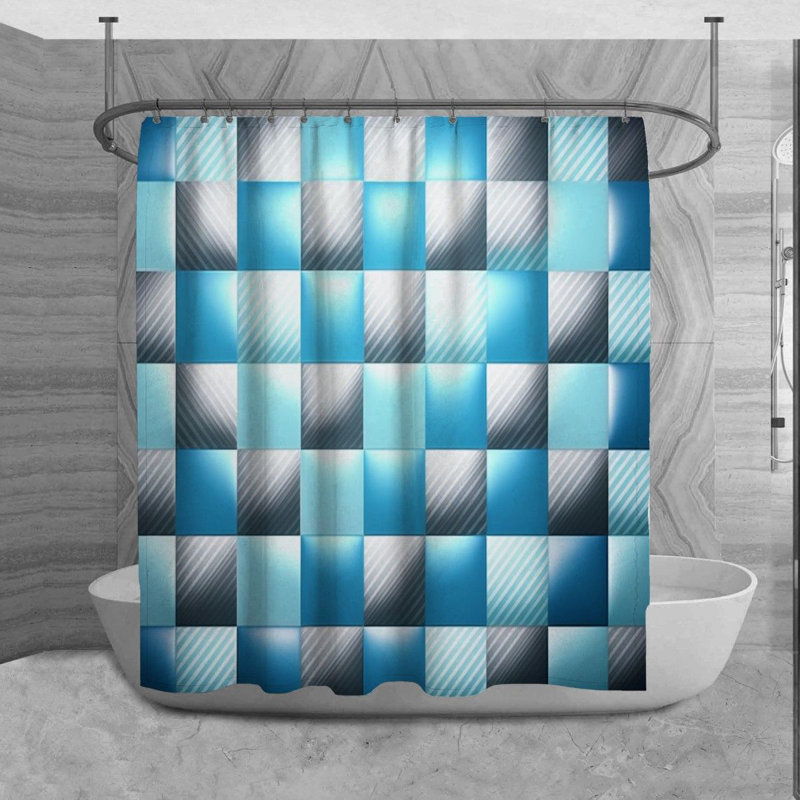 Rideau de douche à carreaux Mushkan, H 84 po x l 70 po