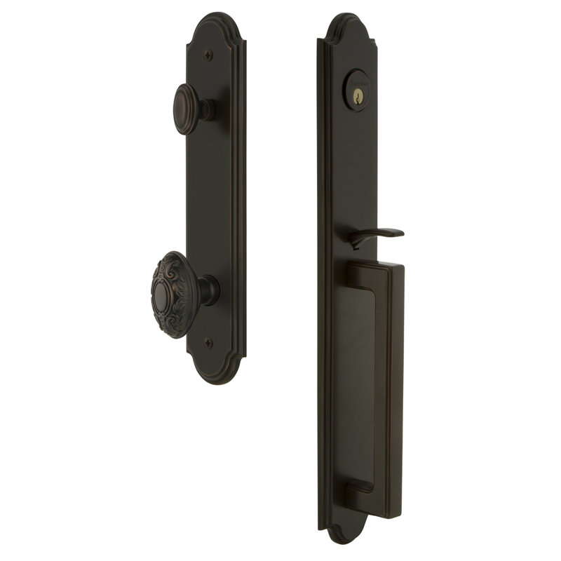 Arc One-Piece Dummy Handleset with D Grip and Grande Victorian Knob, Timeless Bronze