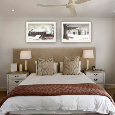 Trendy Decor 4U 2 Piece Vignette Christmas Time With Family White Framed Wall Art For Living Room, Bedroom Wall Art Print For Home Decor By Billy Jacobs