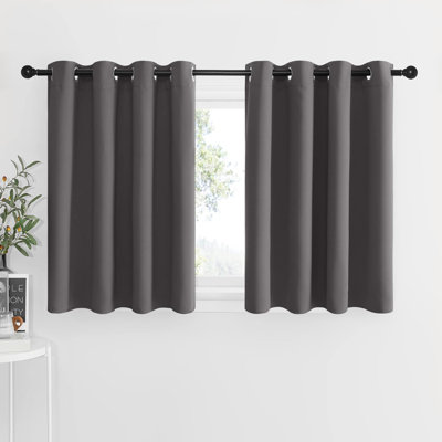 NICETOWN Blackout Small Window Valances, Rustic Farmhouse Curtains Grommet Top Thermal Insulated Window Drapes for Kitchen/Bathroom/Basement, 2 Panels.