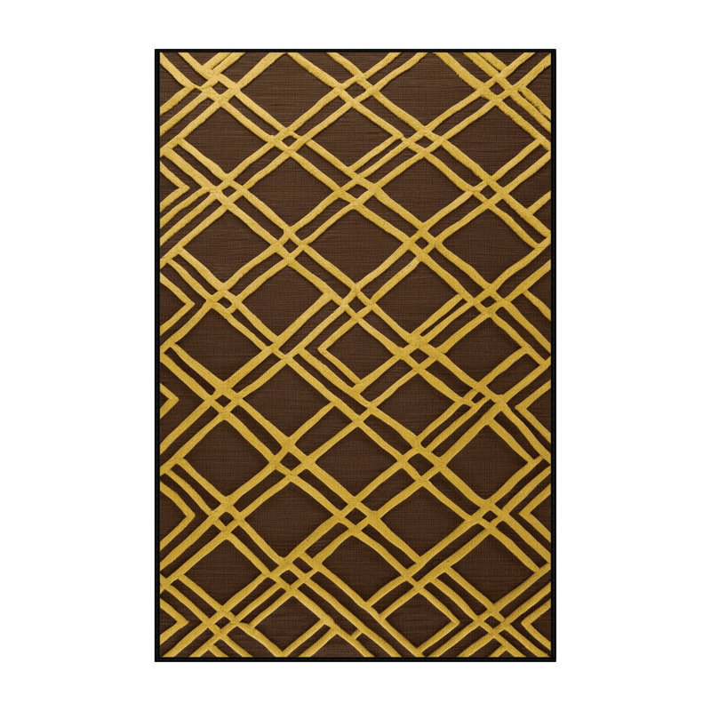 Tapis brun treillis lavable à la machine, Rectangulaire 2 pi x 3 pi