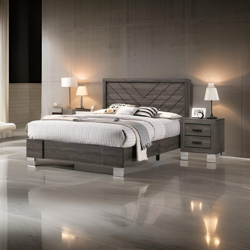 Semih Solid Wood Platform Bed, Queen