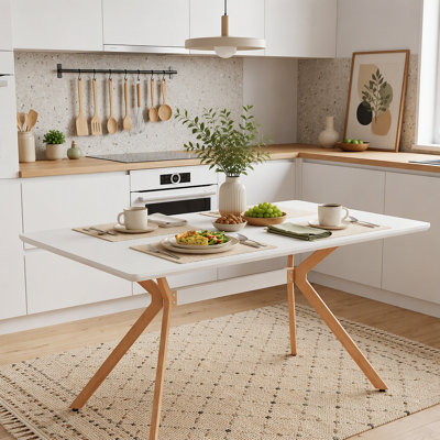 Table de salle à manger moderne et minimaliste avec plateau en MDF et plateau en métal anti-rayures